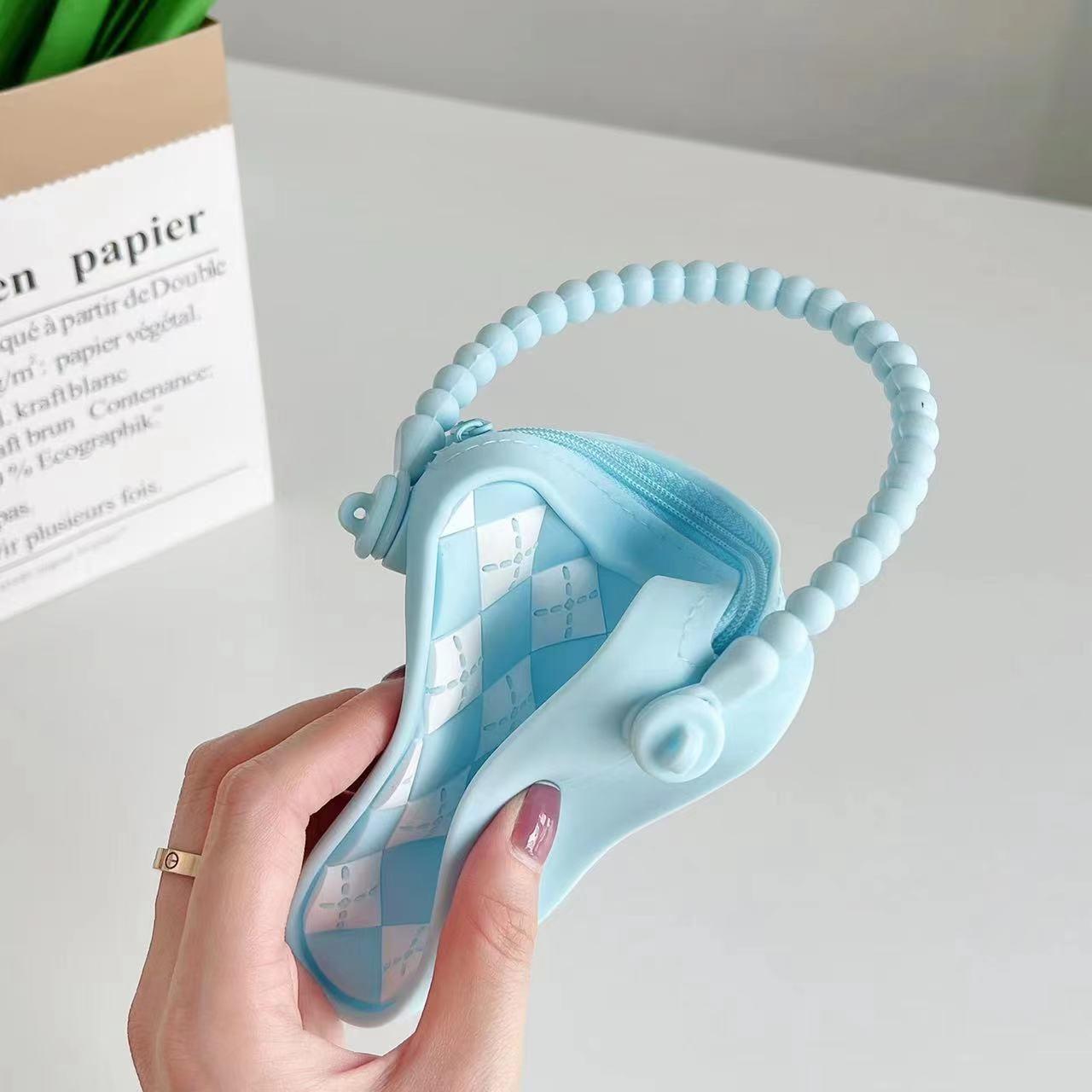 Mini Diamond Shaped Silicone Shoulder Bag - Blue