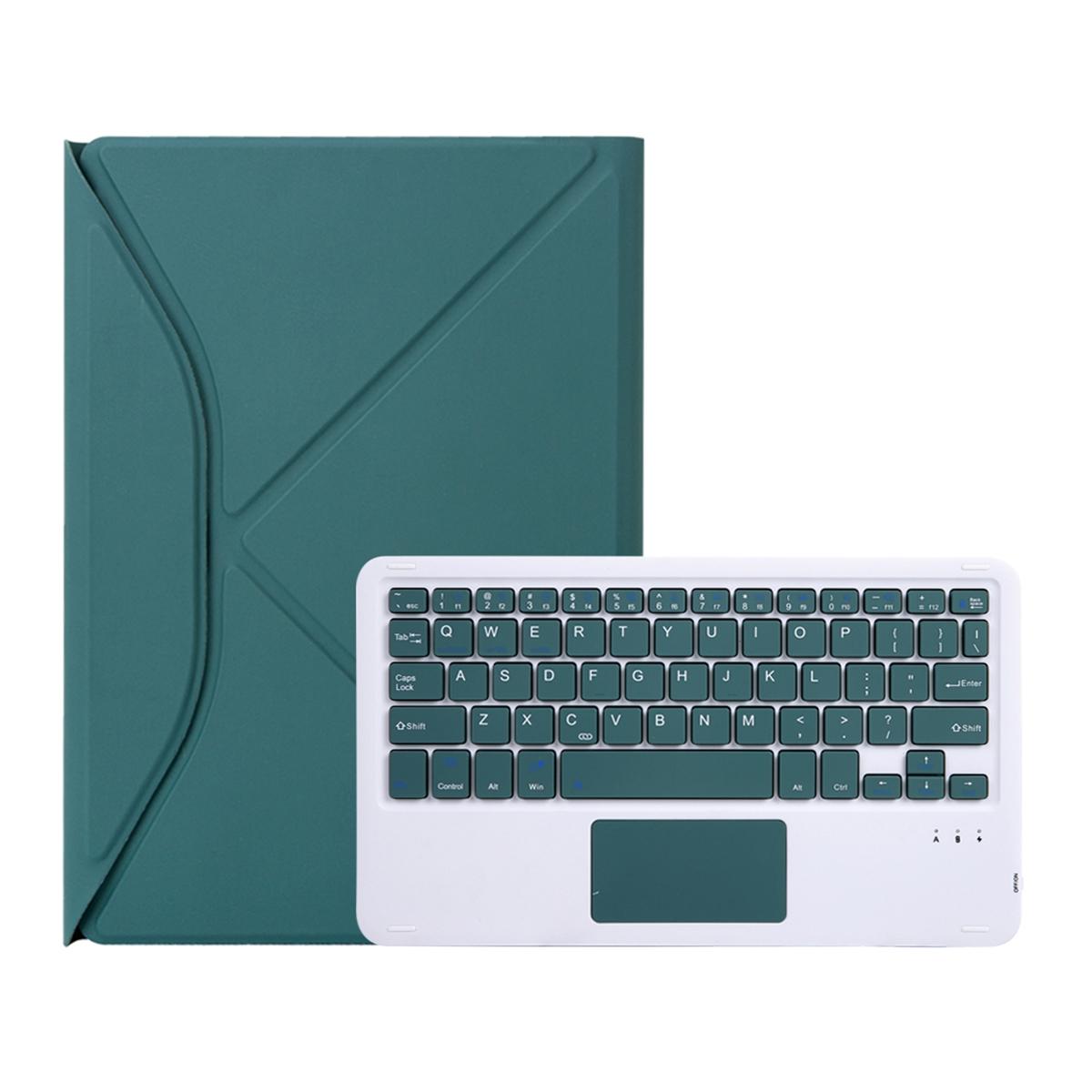 Bluetooth Keyboard Leather Tablet Case With Pen Slot And Touchpad - Green