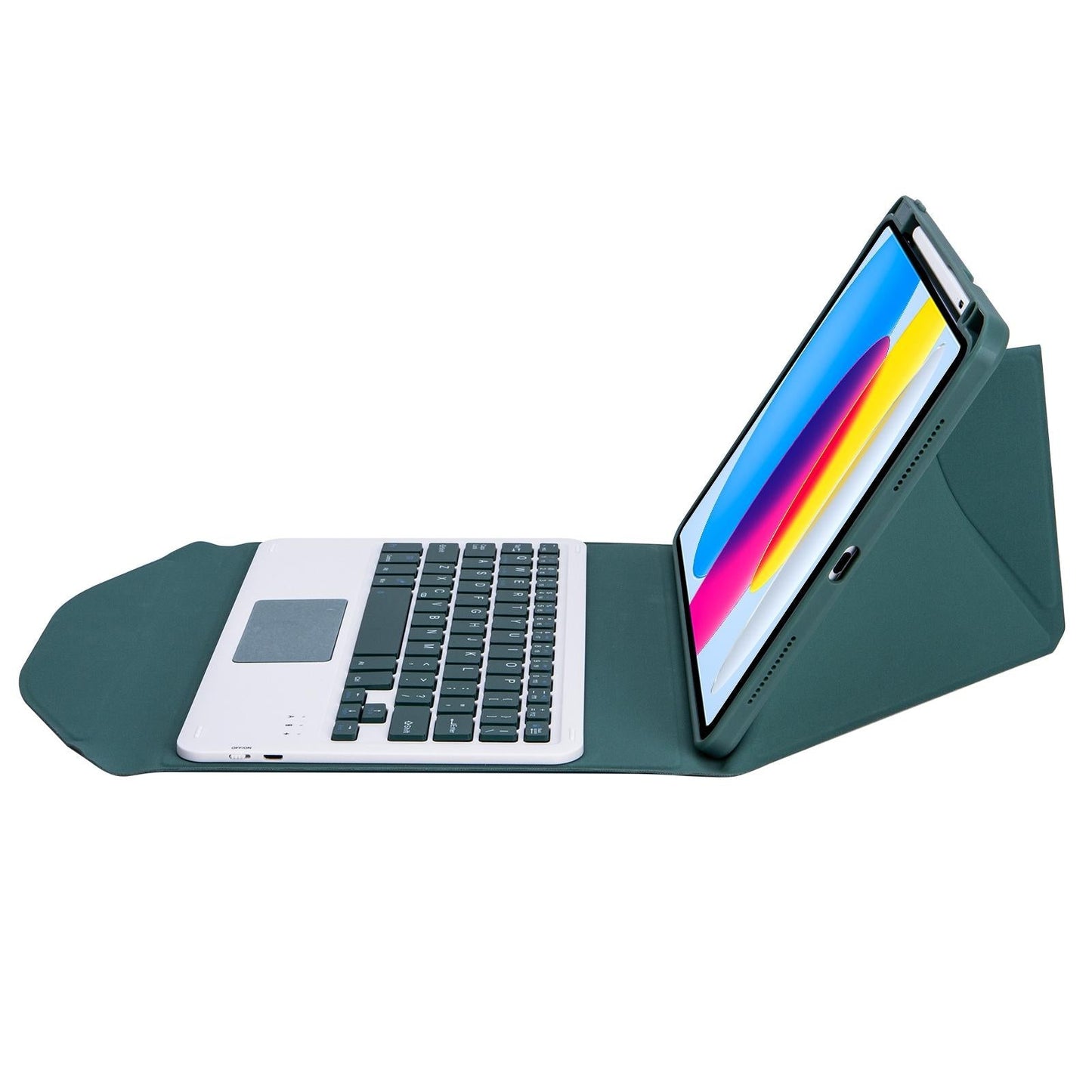 Bluetooth Keyboard Leather Tablet Case With Pen Slot And Touchpad - Green