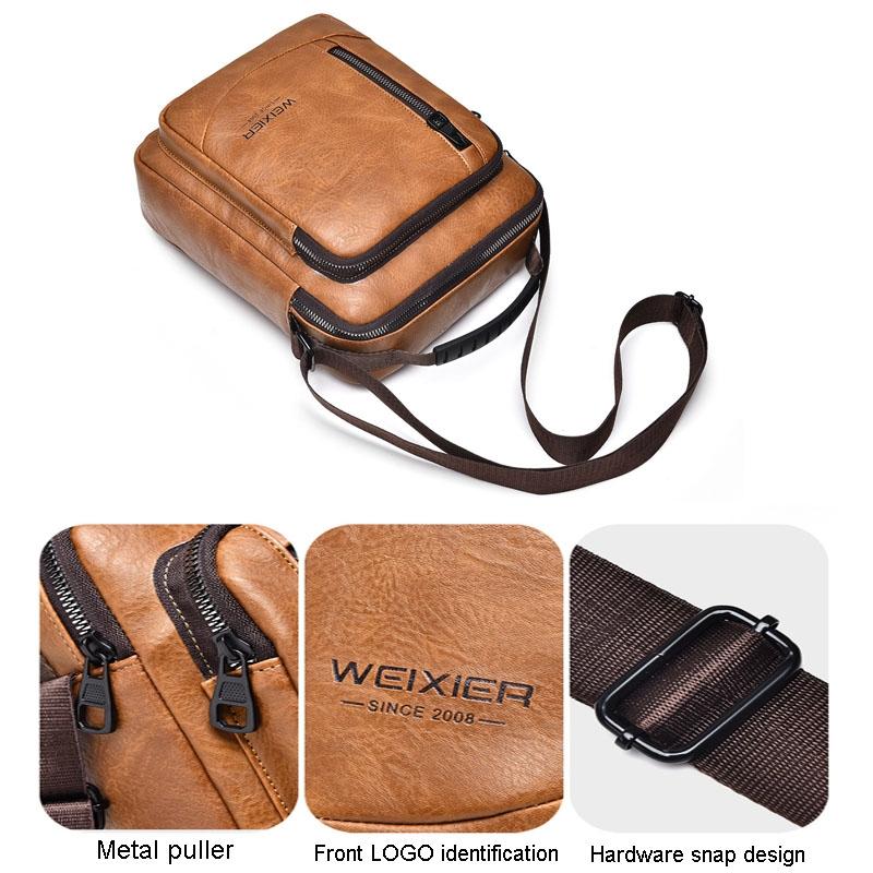 Waterproof Business Crossbody Bag Large Capacity - Light Brown