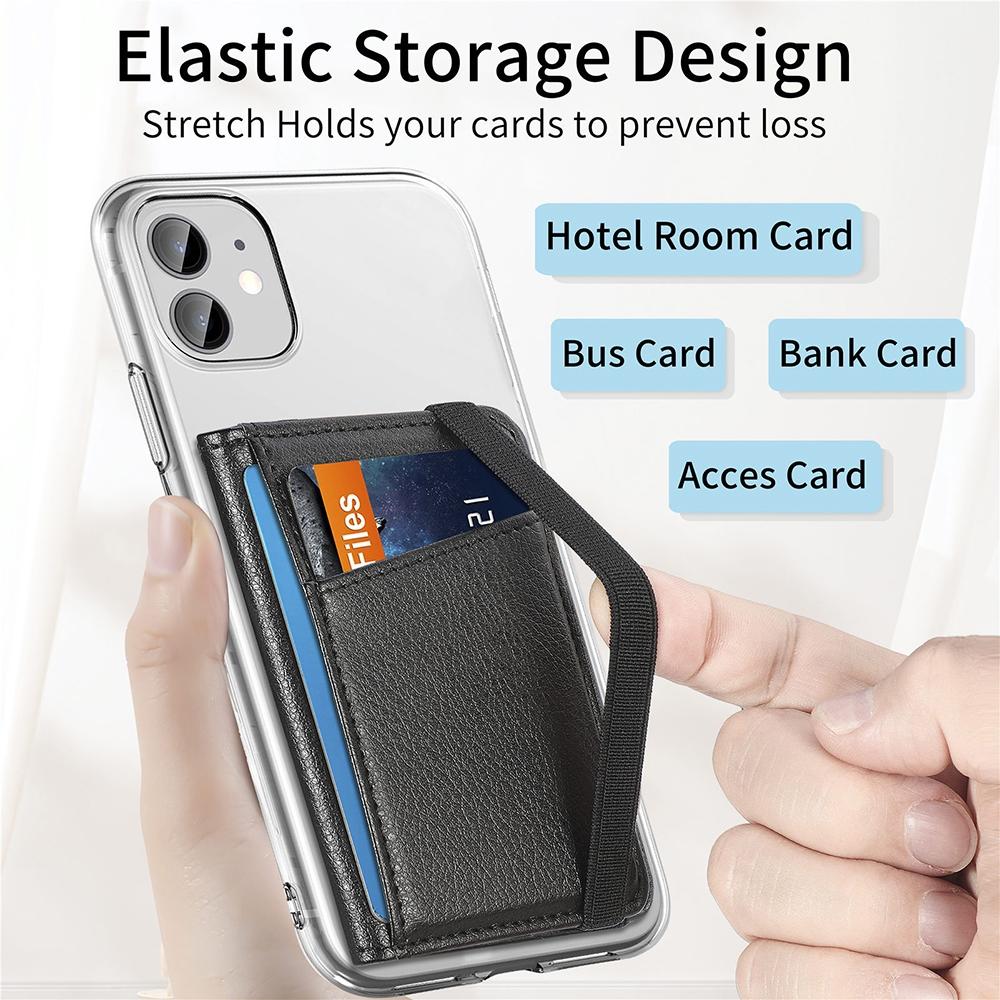 Pu Leather Phone Card Holder With Bracket Multifunctional - Rose Gold