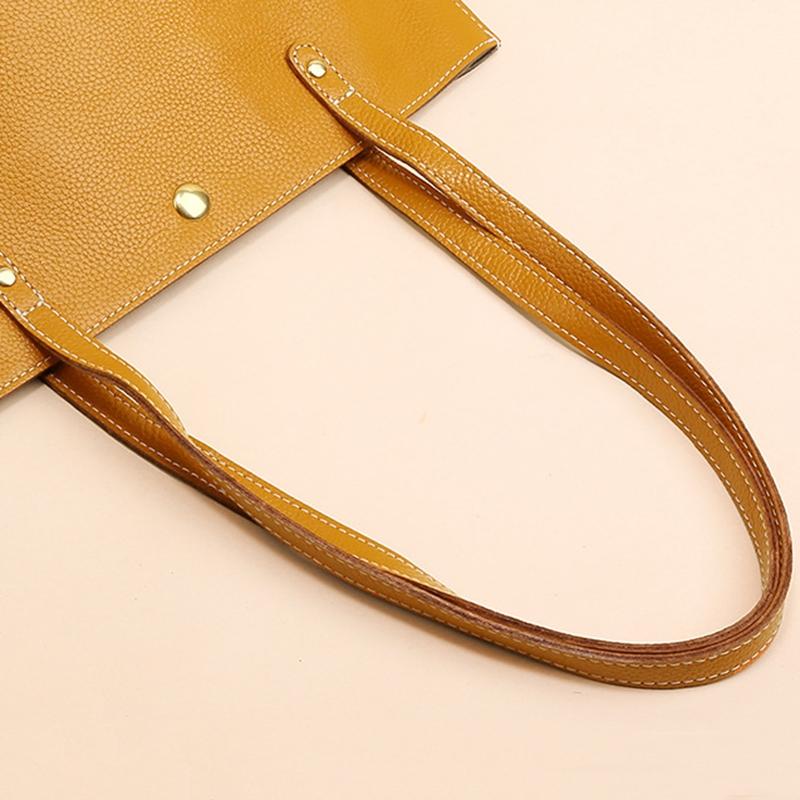 Stylish Leather Tote For Women - Beige