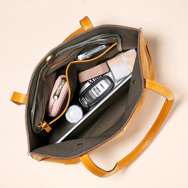 Stylish Leather Tote For Women - Beige
