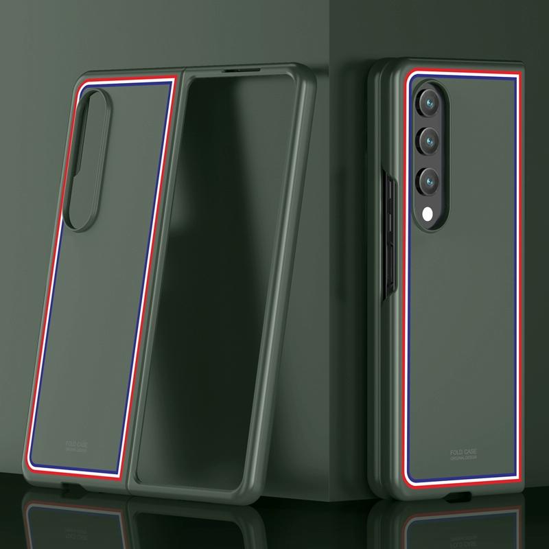 Frosted Skin Case for Samsung Galaxy z Fold 4 - Slim & Stylish - Green Color Bar