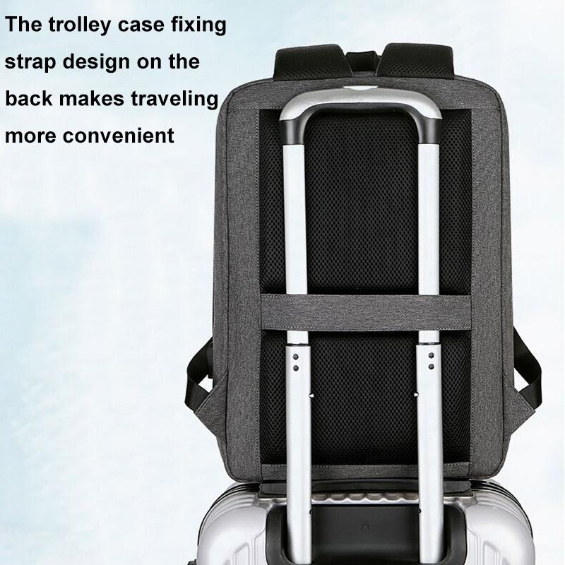 Waterproof Business Laptop Backpack With Usb Port - Multifunctional - Dark Gray - 15 Inch