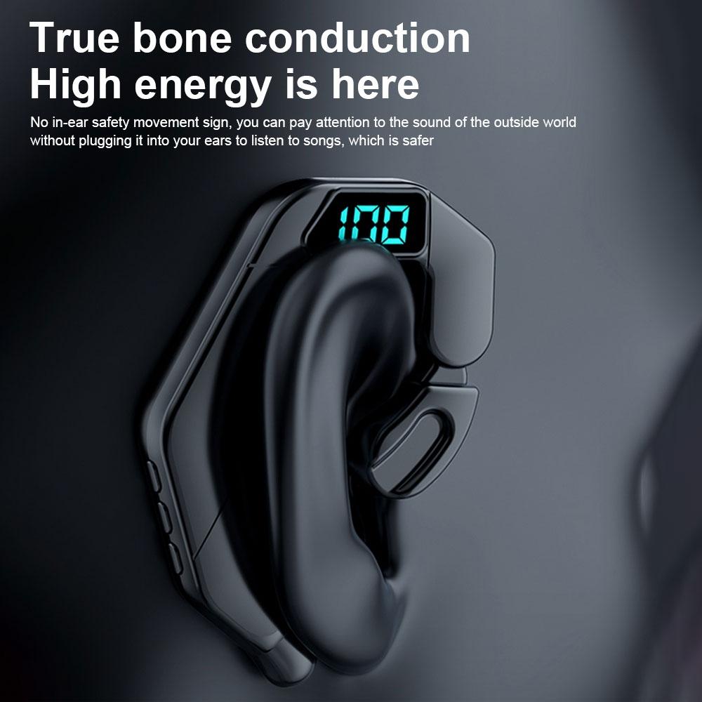 Digital Display Bone Conduction Bluetooth Headset - Sporty Design - Pink