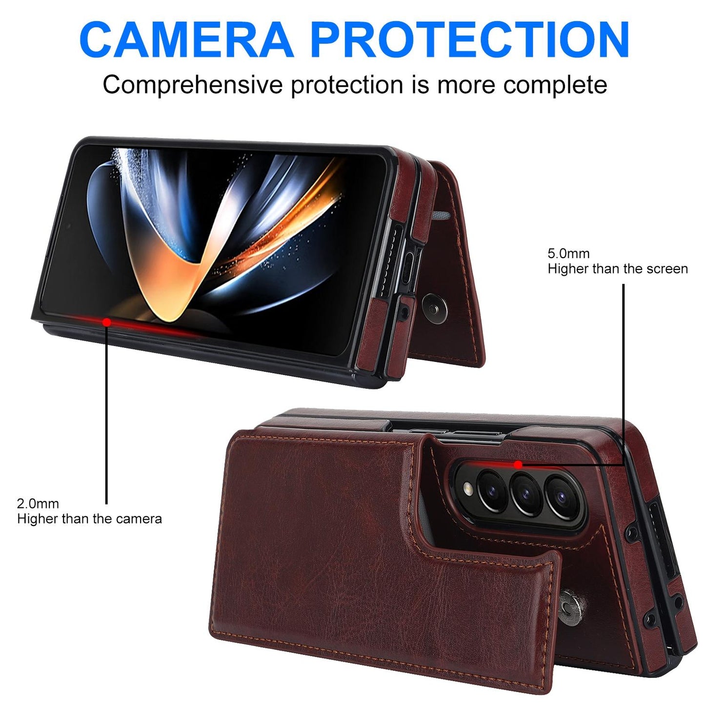 Full Coverage Double Buckle Phone Case for Samsung Galaxy z Fold 4 - Rose Gold