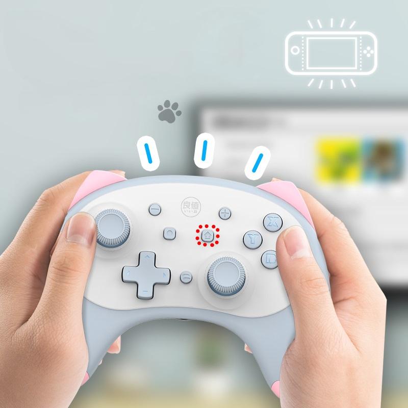 Cat Shaped Wireless Tooth Handle for Nintendo Switch - Black White