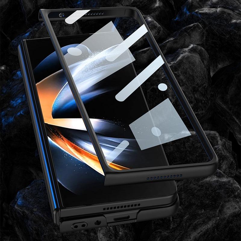 Foldable Leather Case with Stand for Samsung Galaxy z Fold 4 - Ultra Thin - Carbon Fiber