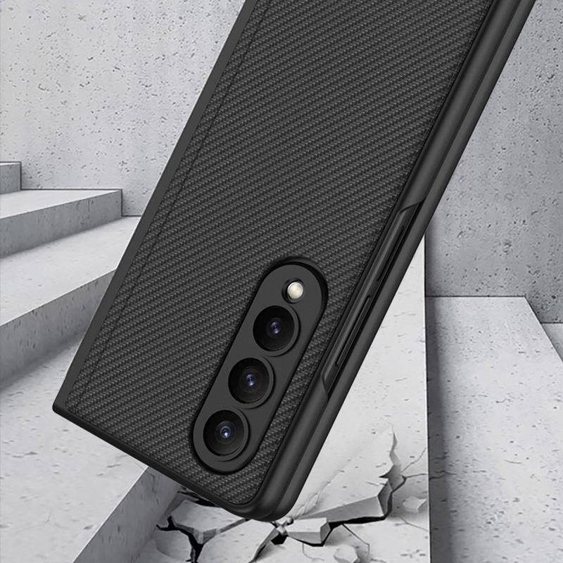 Foldable Leather Case with Stand for Samsung Galaxy z Fold 4 - Ultra Thin - Carbon Fiber