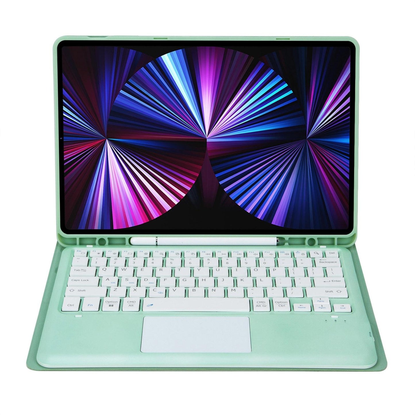 Detachable Bluetooth Keyboard Leather Case For Ipad Pro 12.9 2021 / 2020 / 2018 With Touch Pad - Dark Green