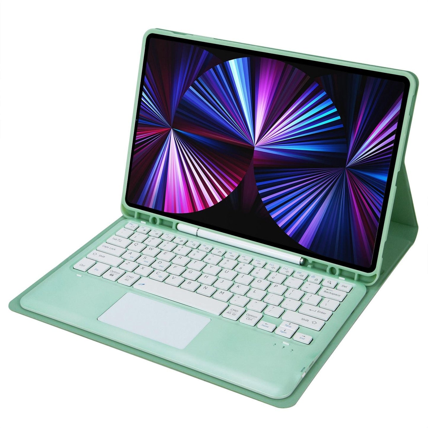 Detachable Bluetooth Keyboard Leather Case For Ipad Pro 12.9 2021 / 2020 / 2018 With Touch Pad - Dark Green