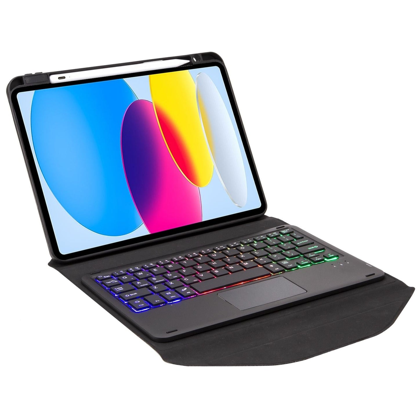 Touchpad Bluetooth Keyboard Leather Tablet Case With Pen Slot And Backlight - Green
