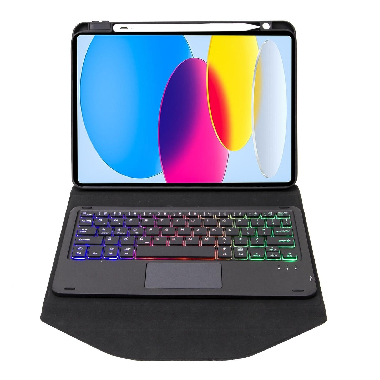 Touchpad Bluetooth Keyboard Leather Tablet Case With Pen Slot And Backlight - Green