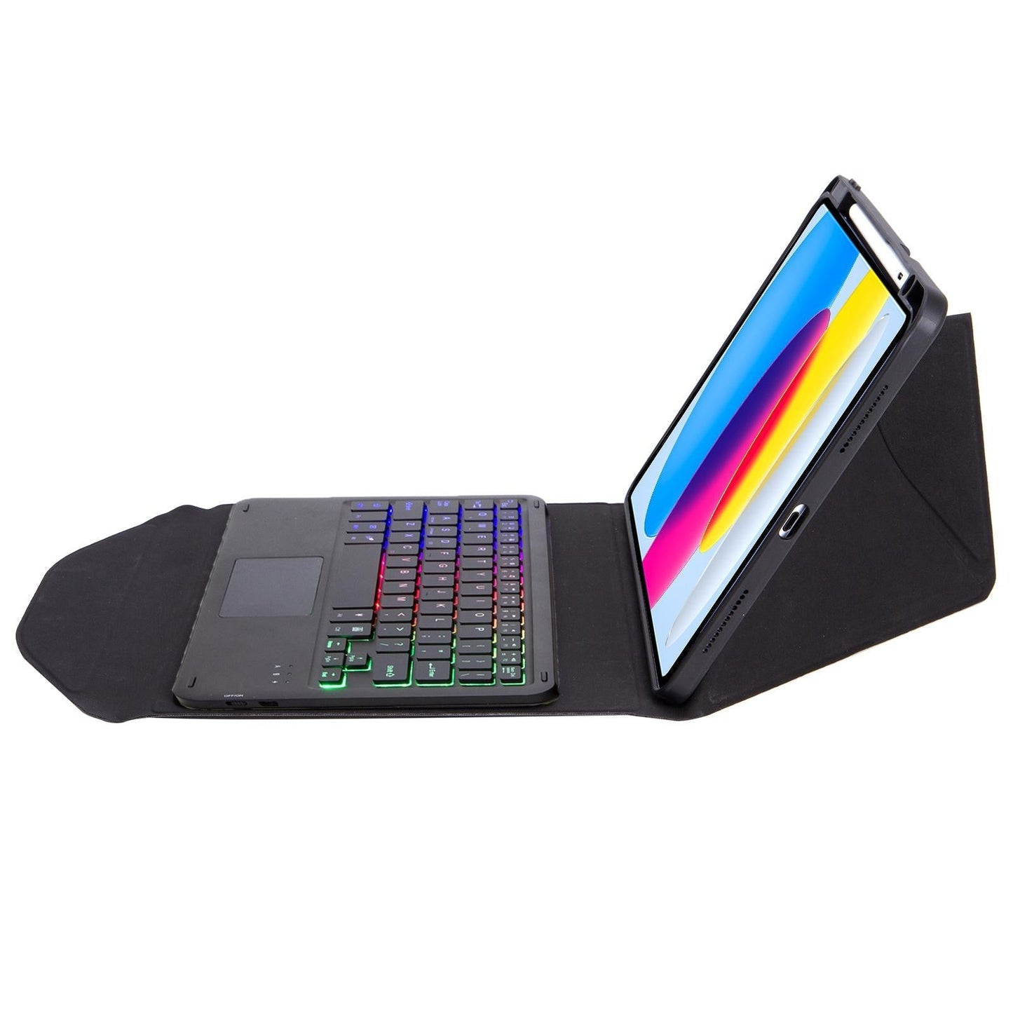Touchpad Bluetooth Keyboard Leather Tablet Case With Pen Slot And Backlight - Green