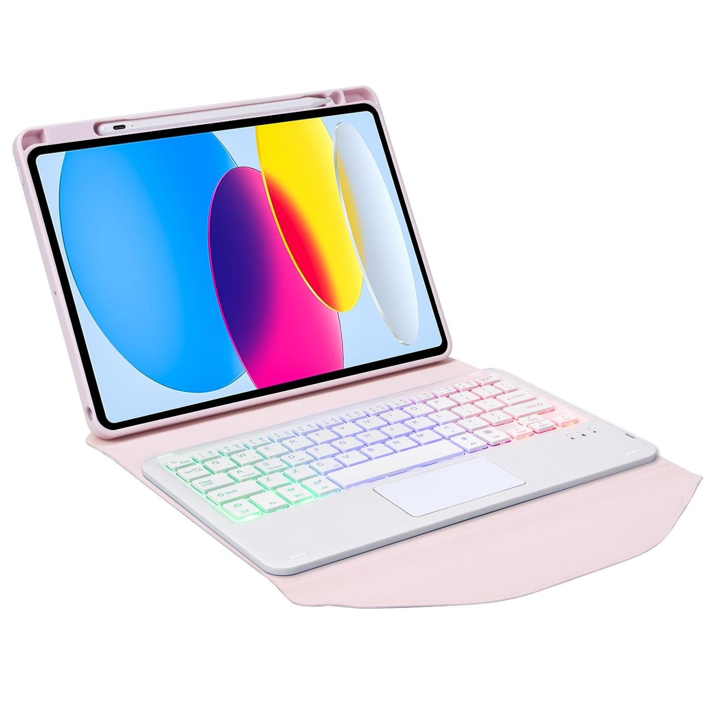 Touchpad Bluetooth Keyboard Leather Tablet Case With Pen Slot And Backlight - Green