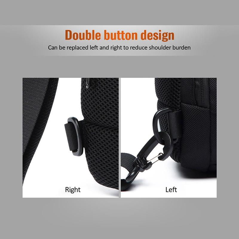 Anti Theft Men Waterproof Crossbody Bag With USB Port - Dark Grey
