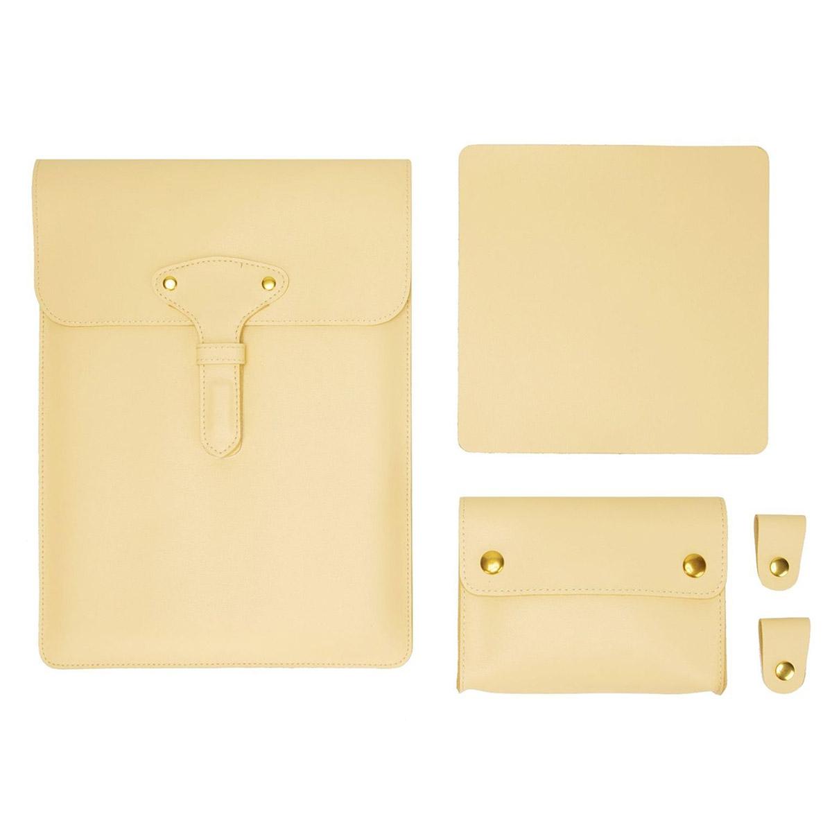 3-in-1 Waterproof Leather Laptop Liner Bag - 13 Inches - Honeydet Oranges