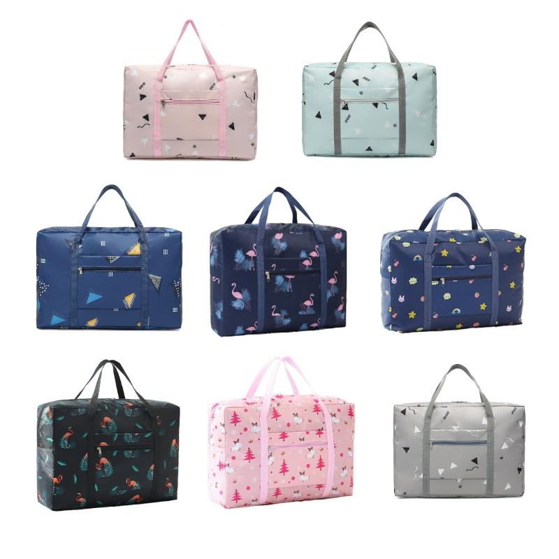 Waterproof Foldable Travel Bag - Compact & Durable - Navy Blue Rainbow