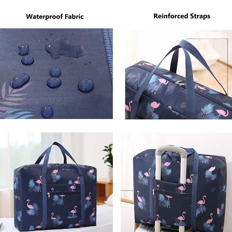 Waterproof Foldable Travel Bag - Compact & Durable - Navy Blue Rainbow