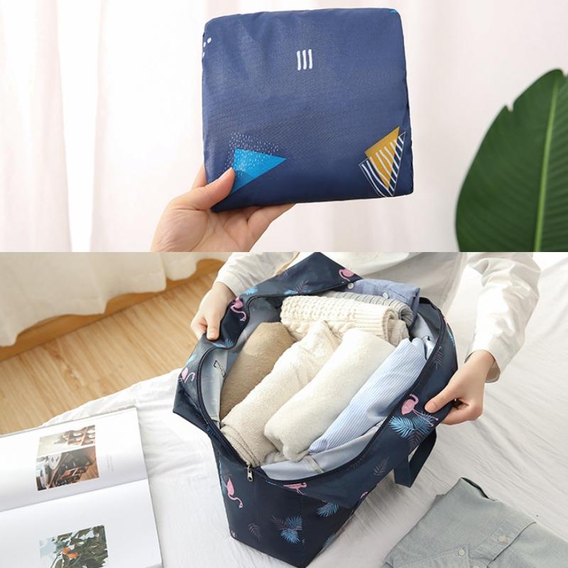 Waterproof Foldable Travel Bag - Compact & Durable - Navy Blue Rainbow