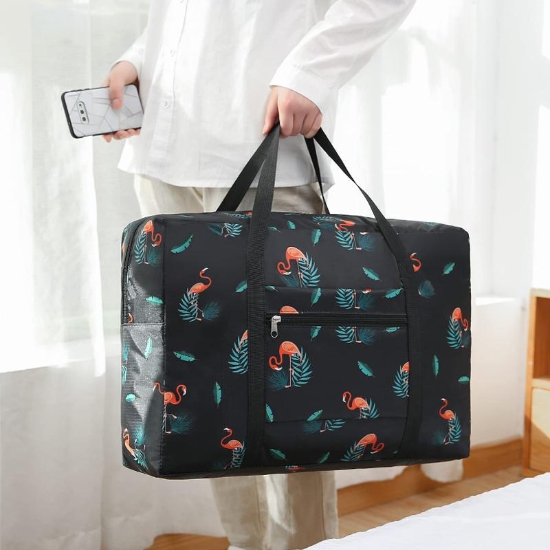 Waterproof Foldable Travel Bag - Compact & Durable - Navy Blue Rainbow