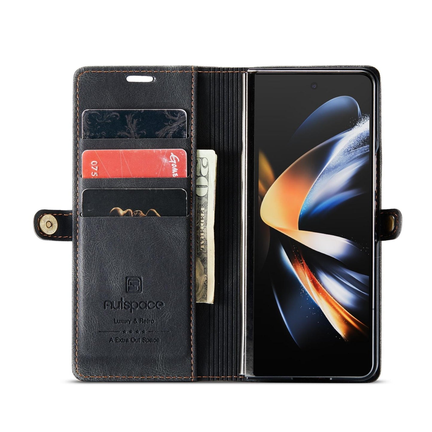 Vintage Rfid Leather Phone Case for Samsung Galaxy z Fold 4 - Coffee