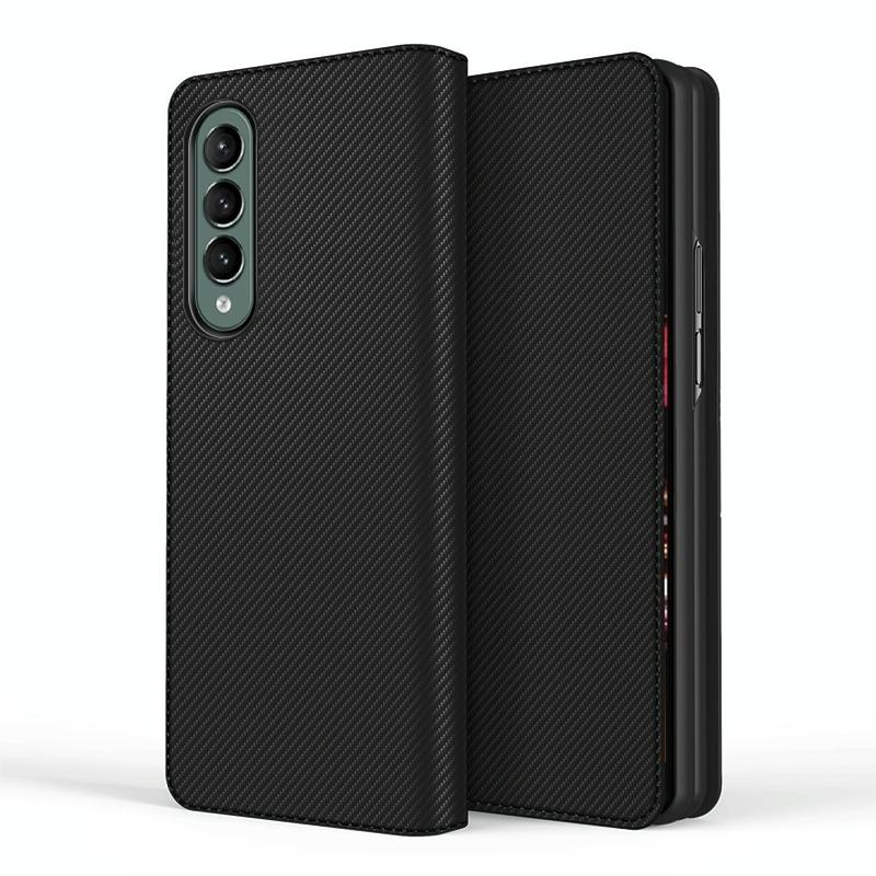 Foldable Leather Phone Case for Samsung Galaxy z Fold 4 - Horizontal Flip - Plain Brown