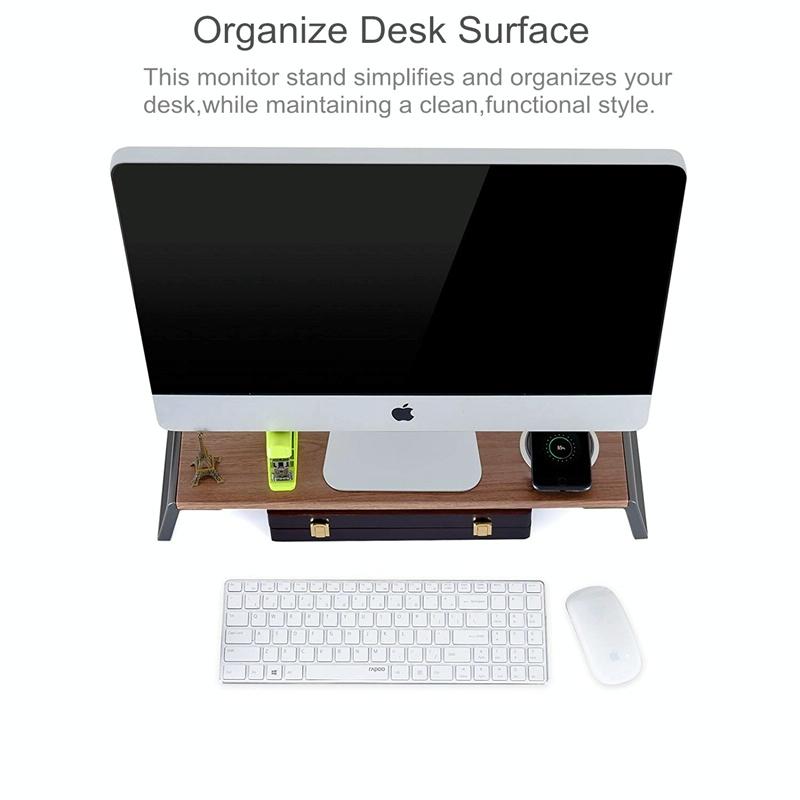 Metal Feet Monitor Stand for Imac Macbook Lcd Printer - Black