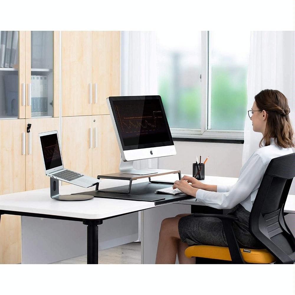 Metal Feet Monitor Stand for Imac Macbook Lcd Printer - Black