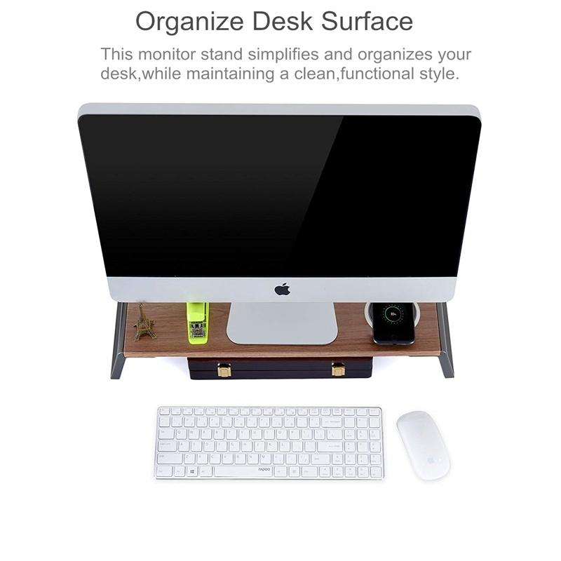Metal Feet Monitor Stand for Imac Macbook Lcd Printer - Black