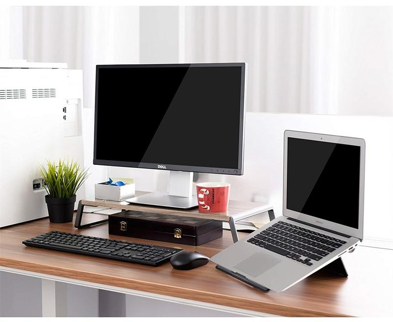 Metal Feet Monitor Stand for Imac Macbook Lcd Printer - Black