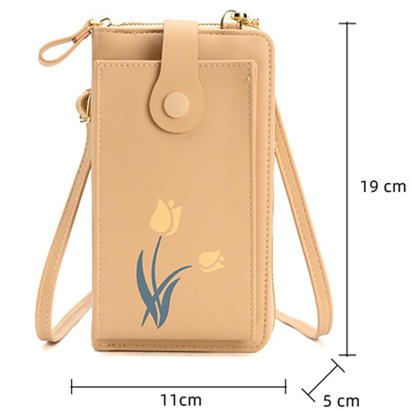 Floral Single Shoulder Cell Phone Bag For Women - Apricot