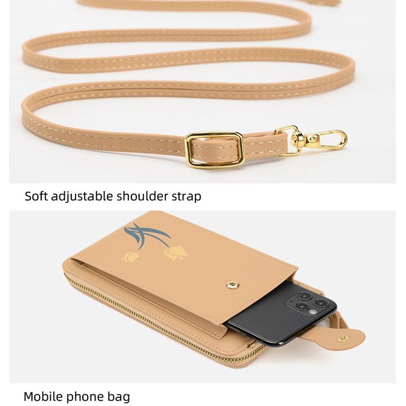 Floral Single Shoulder Cell Phone Bag For Women - Apricot