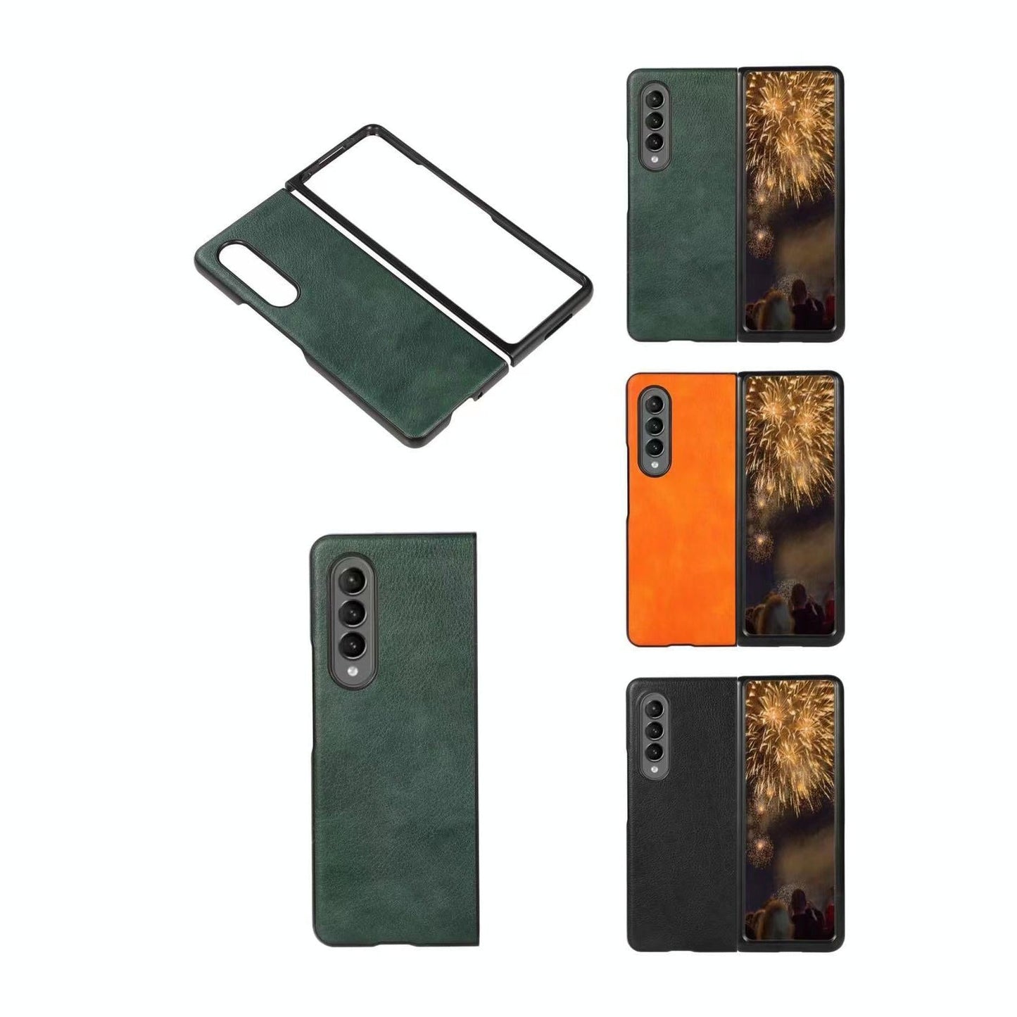 Two Tone Litchi Pu Case for Samsung Galaxy z Fold 4 - Slim & Stylish - Green