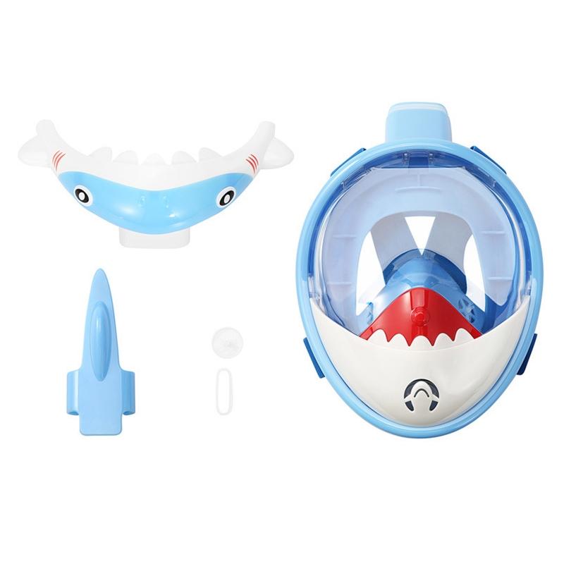 Full Dry Cartoon Kids Diving Mask for Snorkeling - Shark Pink