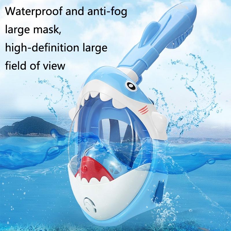 Full Dry Cartoon Kids Diving Mask for Snorkeling - Shark Pink