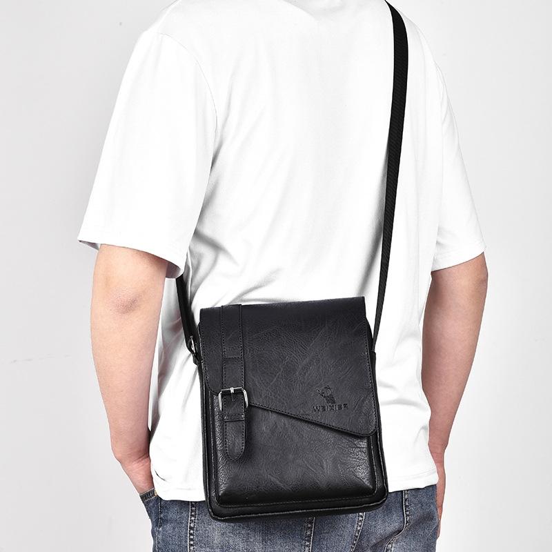 Retro Crossbody Messenger Bag Large Capacity - Dark Brown