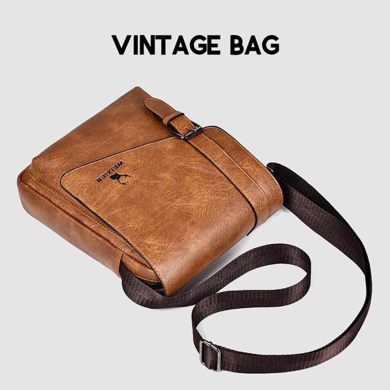 Retro Crossbody Messenger Bag Large Capacity - Dark Brown