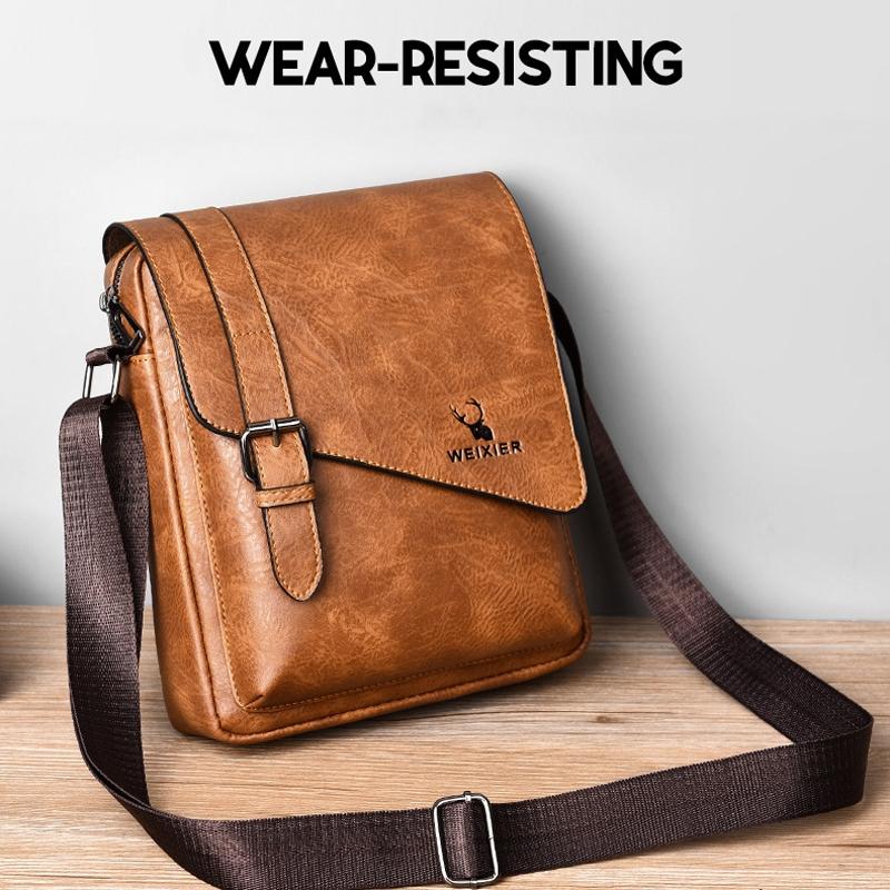 Retro Crossbody Messenger Bag Large Capacity - Dark Brown