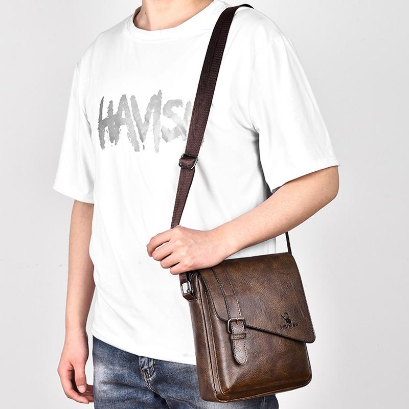 Retro Crossbody Messenger Bag Large Capacity - Dark Brown
