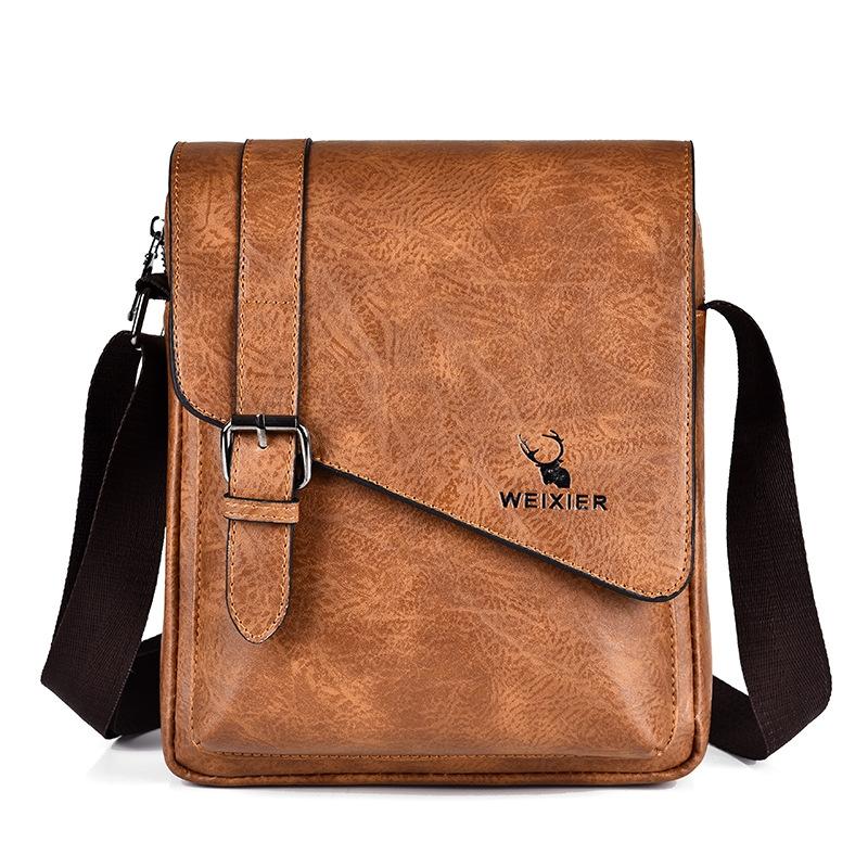 Retro Crossbody Messenger Bag Large Capacity - Dark Brown