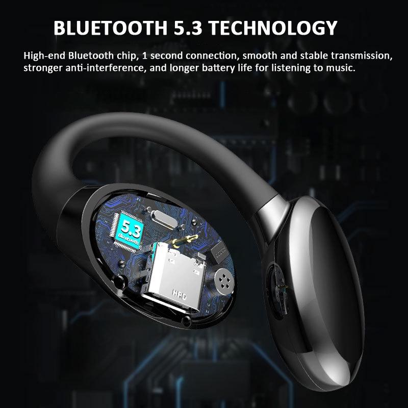 Waterproof Touch Control Wireless Earphones with Ear-hook for Sports - White