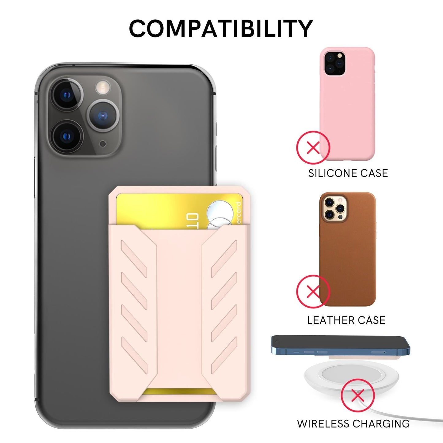Silicone Adhesive Card Case For Mobile Phones - Gray