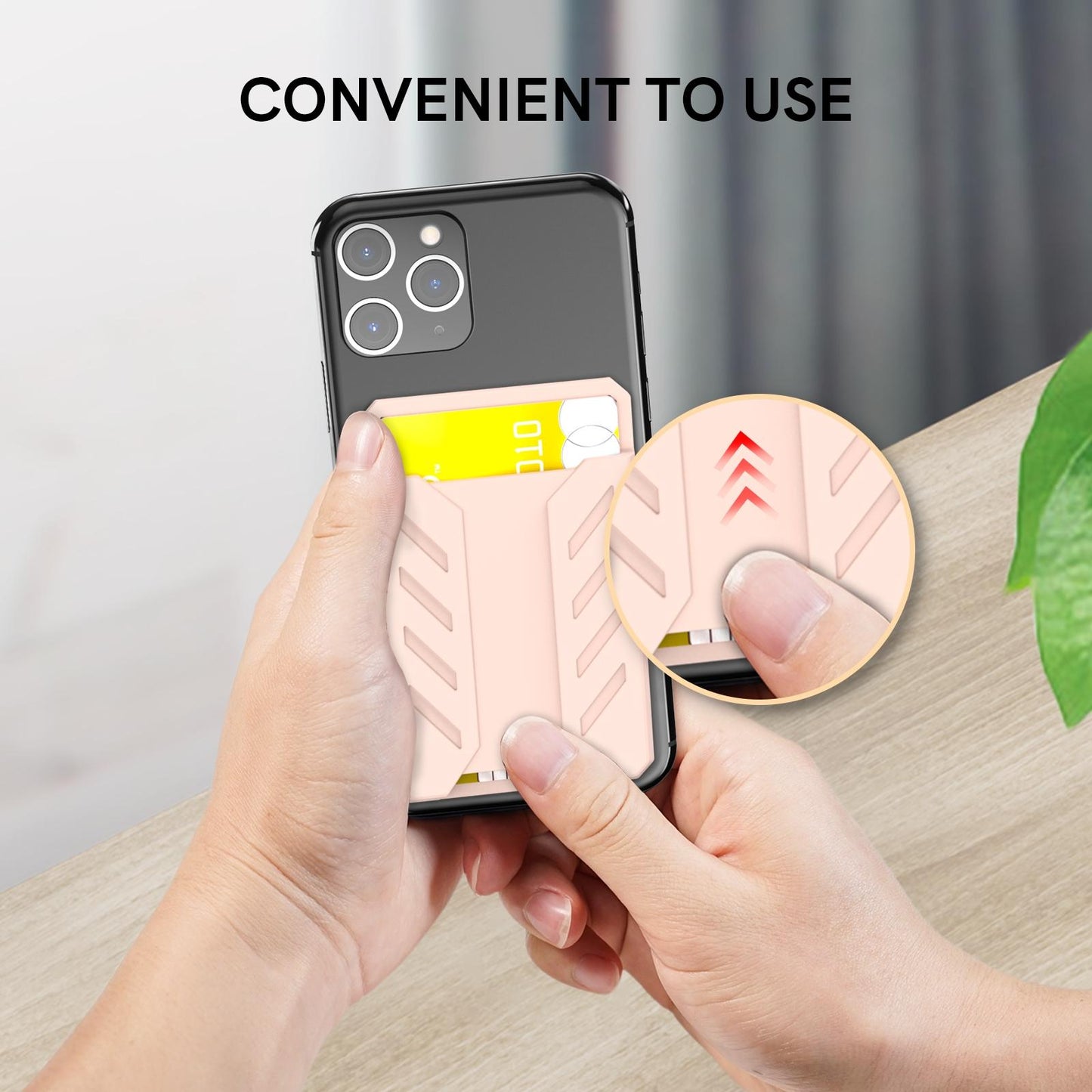 Silicone Adhesive Card Case For Mobile Phones - Gray
