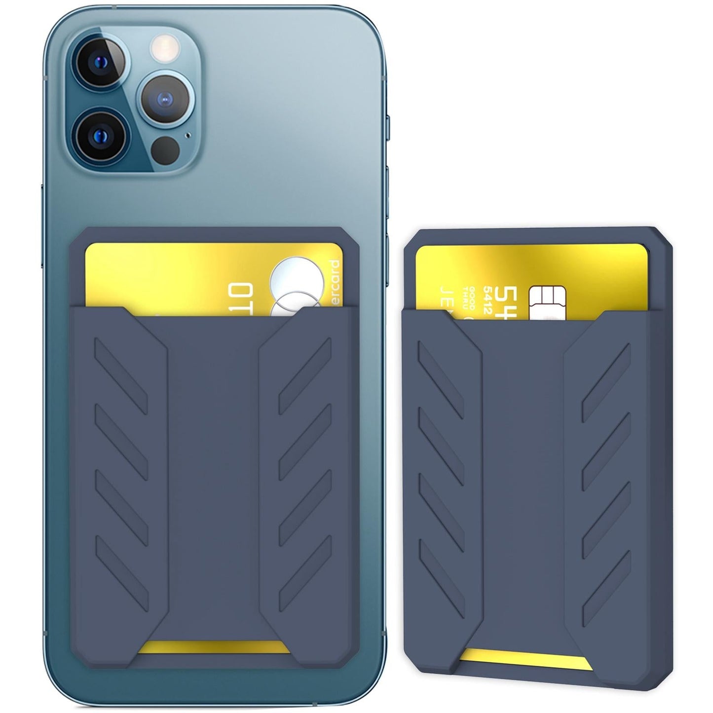 Silicone Adhesive Card Case For Mobile Phones - Gray