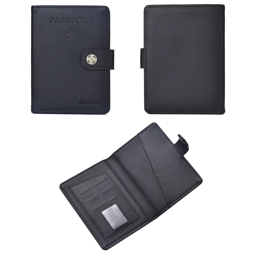 Multi Functional Passport Case With Buckle Dibaoleiou Pu Leather - Black