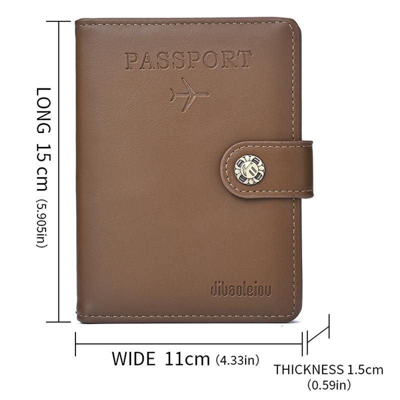 Multi Functional Passport Case With Buckle Dibaoleiou Pu Leather - Black