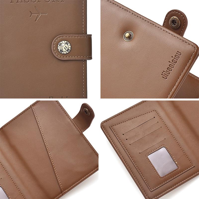 Multi Functional Passport Case With Buckle Dibaoleiou Pu Leather - Black