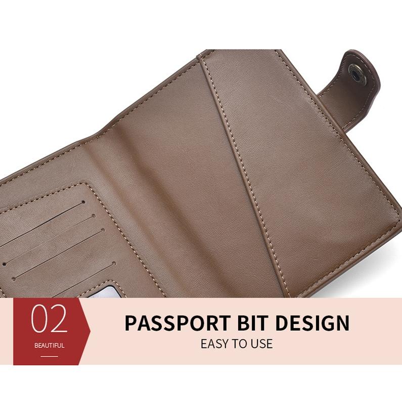 Multi Functional Passport Case With Buckle Dibaoleiou Pu Leather - Black
